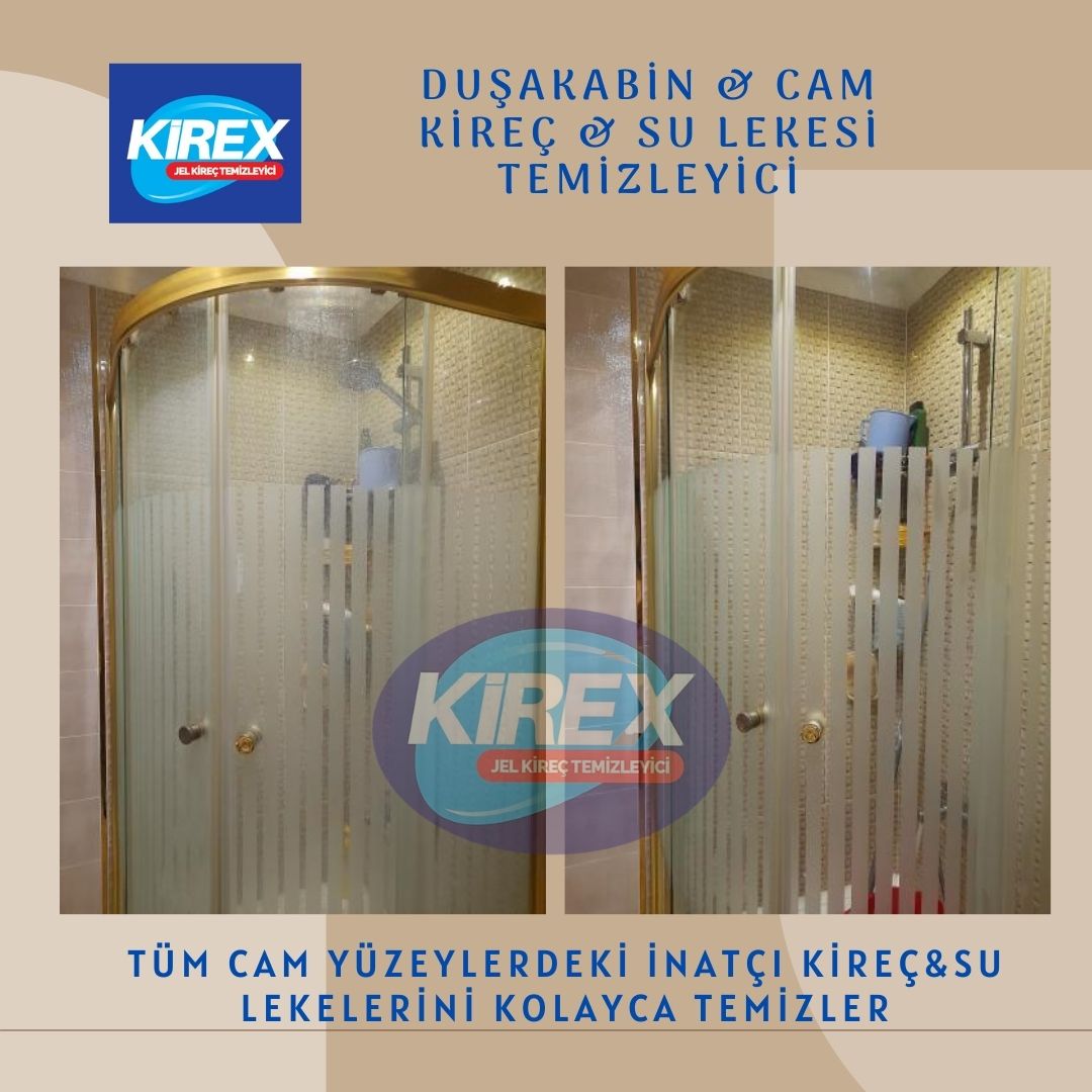 KİREX Duşakabin&Cam yüzeyler için Kireç&Su Lekesi Temizleyici 2x500ml